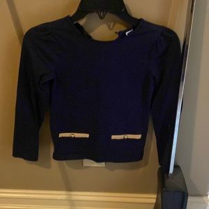 Cute patches on elbows. This navy long sleeved shirt is perfect year-round.  Sz6